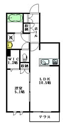 オリエンス 1LDKの間取図画像