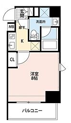 プレール・ドゥーク板橋2 1Kの間取図画像