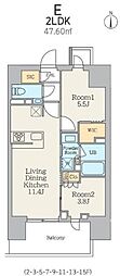クレストコート王子 2LDKの間取図画像
