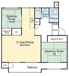諏訪原団地2-3 5階2LDKの間取り
