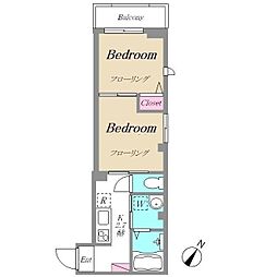 太陽コート 2Kの間取図画像