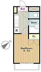 パル・ビューテラス 4階1Kの間取り
