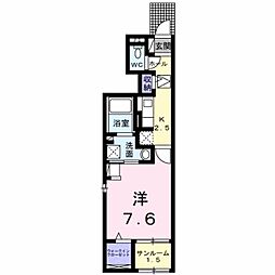 宮ノ丸トウロデン・2 1Kの間取図画像