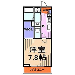 エクレール朝日 1Kの間取図画像