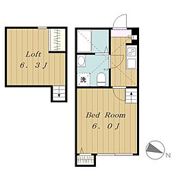 ソラーナ 1階1Kの間取り