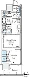 グランシテイタワー月島 1LDKの間取図画像