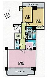 パークハウス多摩川南五番舘 4階2LDKの間取り