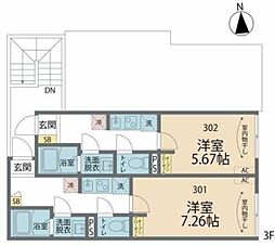 ｅｖｅｒＣｒｅｓｔ赤羽志茂 3階1Kの間取り