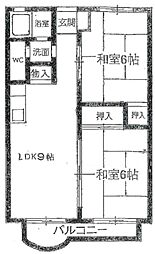 サニーウェル諏訪 2階2LDKの間取り
