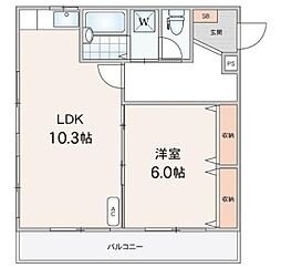 アーバンスクエア西新井大師 1LDKの間取図画像