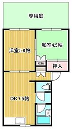 スタッグ茅ヶ崎 2DKの間取図画像