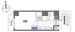 クリアルプレミア浅草 1Kの間取図画像