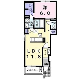 エルフ・ガーデン2 1LDKの間取図画像