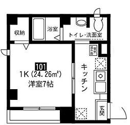 パーシモンみや 1Kの間取図画像