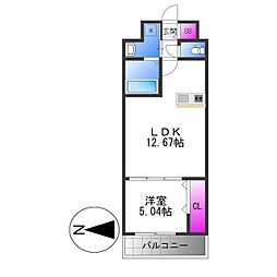 グランパセオサウス 1LDKの間取図画像