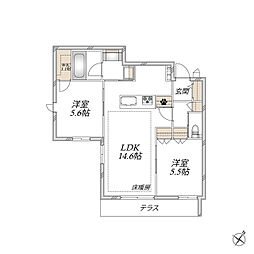オカバ江戸川瑞江ヘーベルメゾンB 2LDKの間取図画像