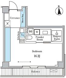 ゲートヒル東京 4階ワンルームの間取り