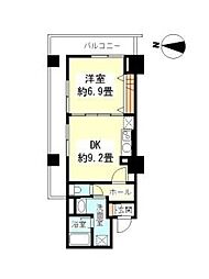 セントラル堺東 1DKの間取図画像