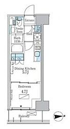 JR総武線 大久保駅 徒歩6分の賃貸マンション 4階1DKの間取り