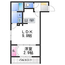 泉大津市東港町アパート 1LDKの間取図画像