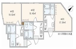 アザーレ・スフィーダ淵野辺 2階1Kの間取り