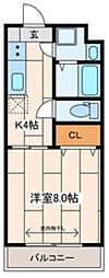 クラージュ 1Kの間取図画像