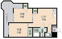ヒルウォーカー西新 2LDKの間取図画像