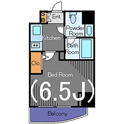 コンシェリア芝公園D’s 12階1Kの間取り
