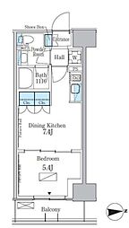 JR総武線 大久保駅 徒歩6分の賃貸マンション 4階1DKの間取り