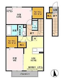 ルーチェB 2LDKの間取図画像
