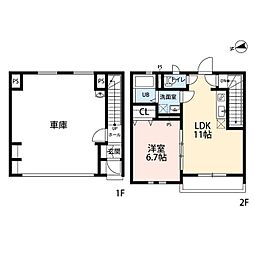 JR青梅線 河辺駅 徒歩16分の賃貸アパート 1階1LDKの間取り