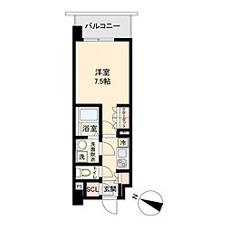 東急田園都市線 高津駅 徒歩6分の賃貸マンション 6階1Kの間取り