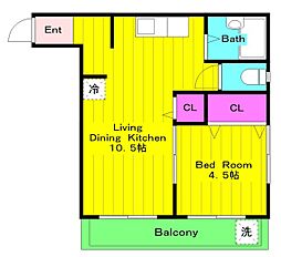 シャロン多摩美 1LDKの間取図画像