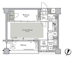 パークキューブ西ヶ原ステージ 地下1階1LDKの間取り