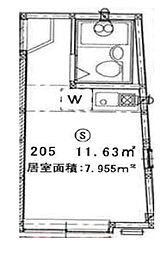 ライフピア大塚 2階ワンルームの間取り