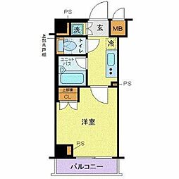 東急多摩川線 矢口渡駅 徒歩9分の賃貸マンション 3階1Kの間取り