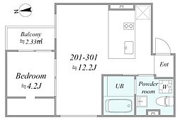 trias193 1LDKの間取図画像