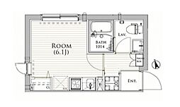 COCOCUBEAKABANE ワンルームの間取図画像