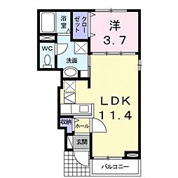 セイバリーB 1LDKの間取図画像