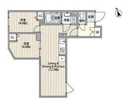 HJクラウン1 3階2LDKの間取り