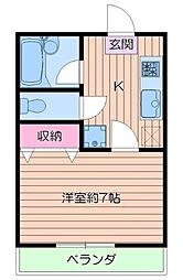 ヴィ・リジエール 1Kの間取図画像