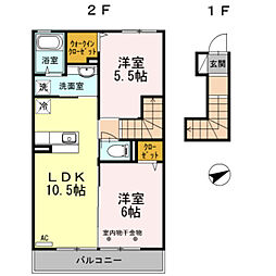 フォレストクローバー 2LDKの間取図画像