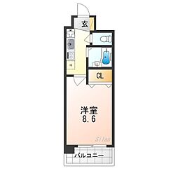 ハウスセゾン北野 1Kの間取図画像