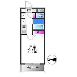 カデンツァK 1Kの間取図画像