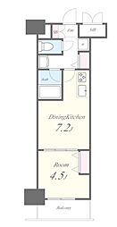 ルーツ新宿若松町 10階1DKの間取り