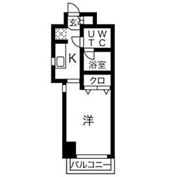 京王線 国領駅 徒歩7分の賃貸マンション 2階1Kの間取り