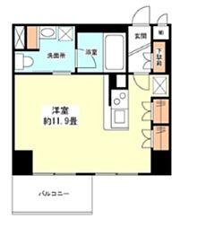 グランカーサ新宿御苑 14階ワンルームの間取り
