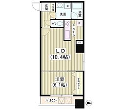 アクアコート 9階1LDKの間取り