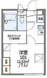 レオパレスブザービーター 1Kの間取図画像