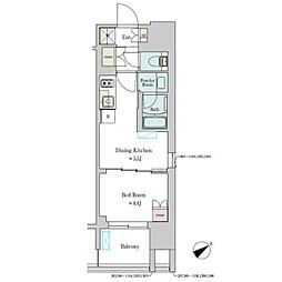 Brilliaist大井町 1DKの間取図画像